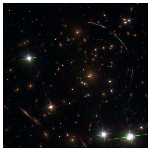 Sunburst Arc Image of the Sunburst arc and its lensing foreground galaxy cluster in UV and optical light.