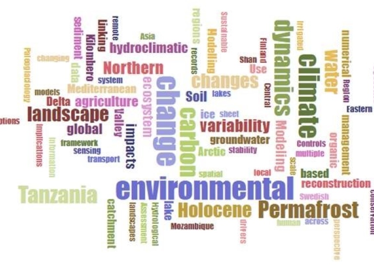 De vanligaste orden (Word Cloud) i våra avhandlingar under de senaste 10 åren. Foto: Helle Skånes.