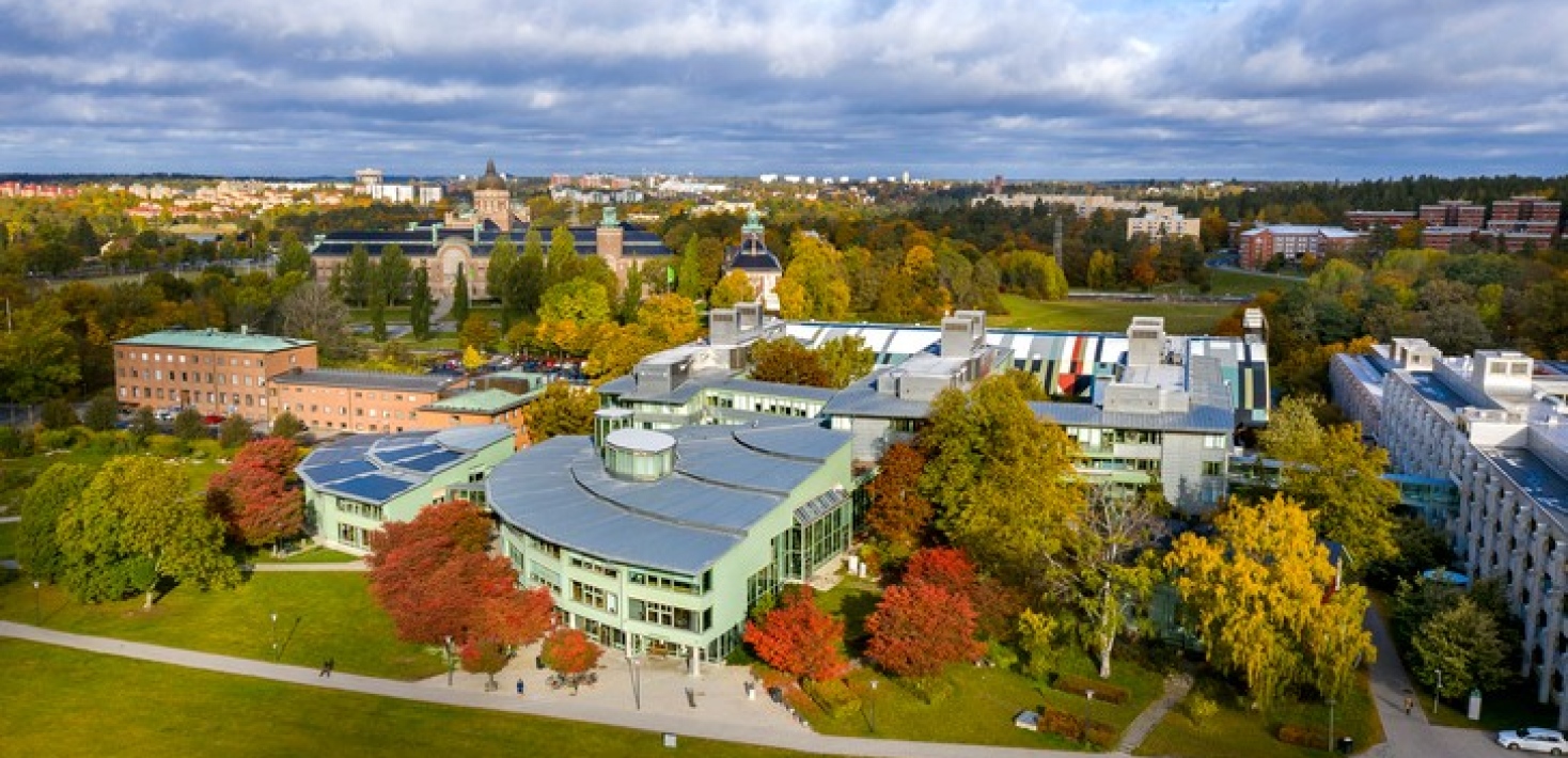 Drone image of the Geoscience building. Photo: Sören Andersson / Stockholm University