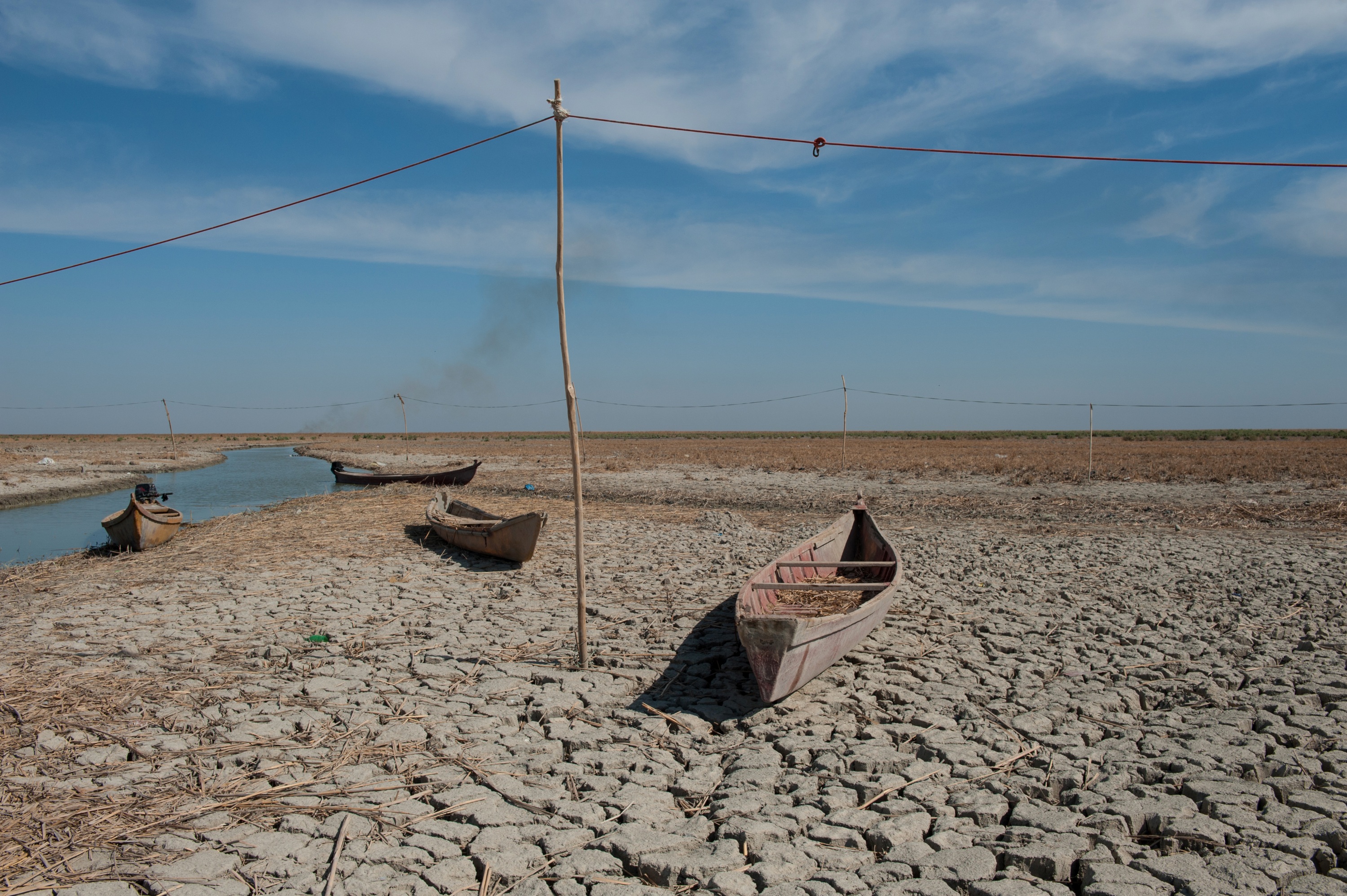 Boats on parched land