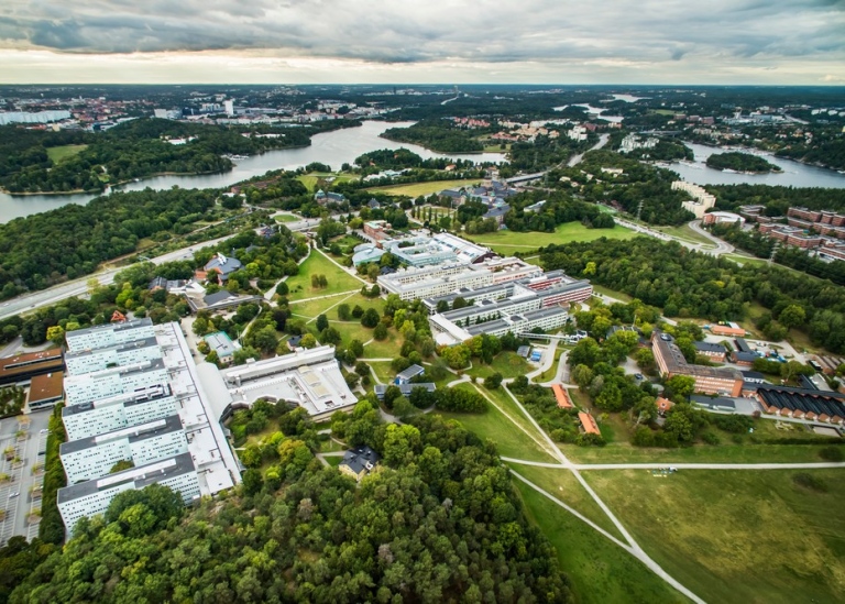Air photo of Stockholm University, Frescati campus. 