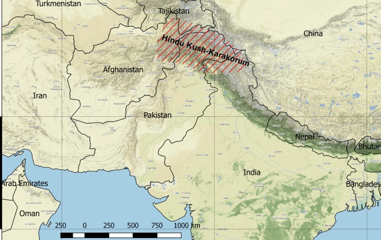 Map over the Hindu Kush-Karakorum, target area of the project.