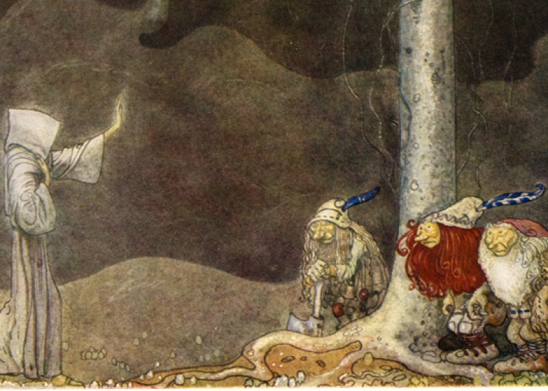 John Bauer. Illustration till Emil Eliassons Broder Martin, i Bland tomtar och troll, 1913.