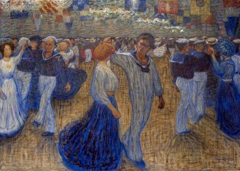 Oil on canvas of a sailor's ball