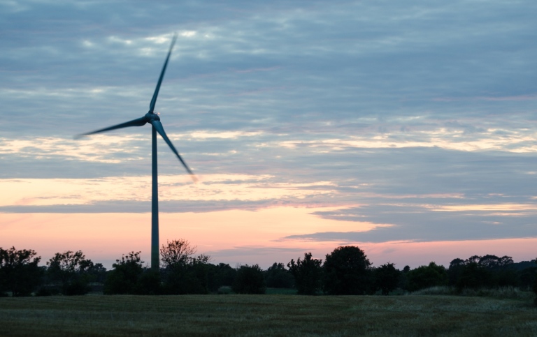 Wind turbine at late evening.