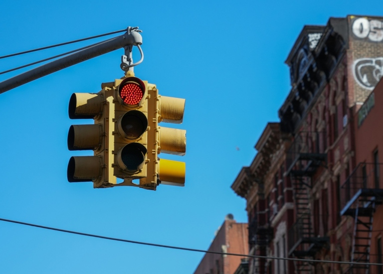 Rött trafikljus i USA