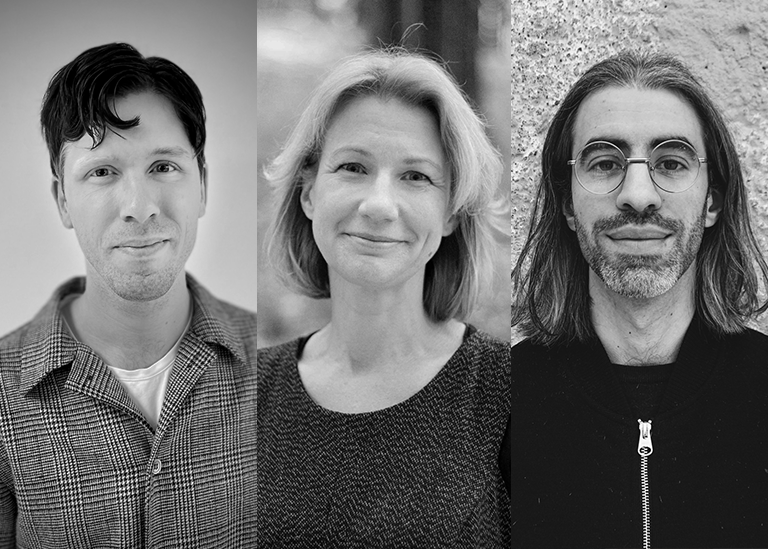 Kollage av porträttfoton med Max Thaning, Carina Mood och Adam Altmejd.