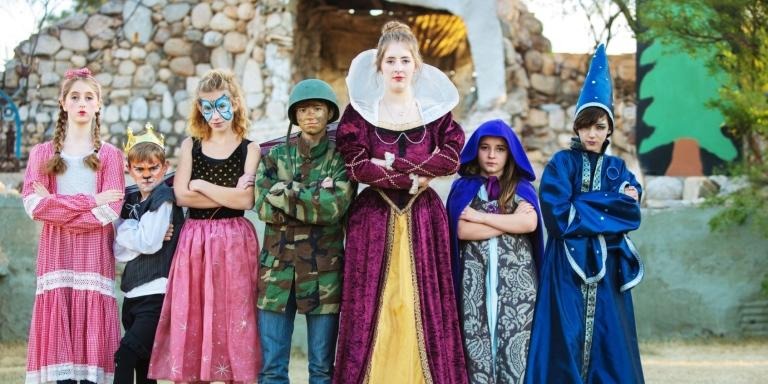 Theatre students in costumes