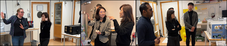 collage of three photos showing people visiting geochemistry lab.