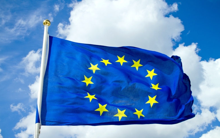EU-flagga, blå med gula stjärnor