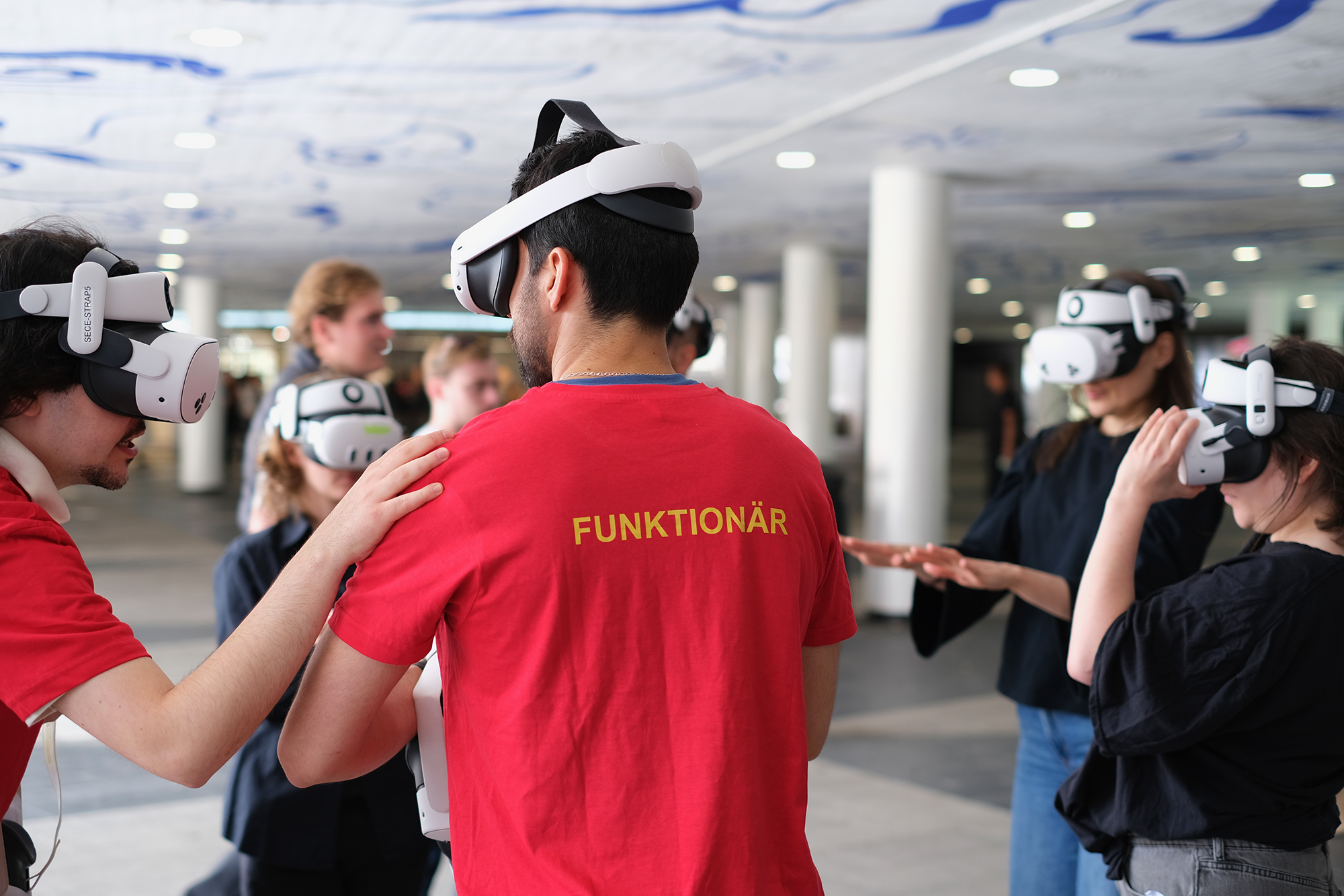 Staff and participants preparing the show The Butterfly Effect at Sergels torg.