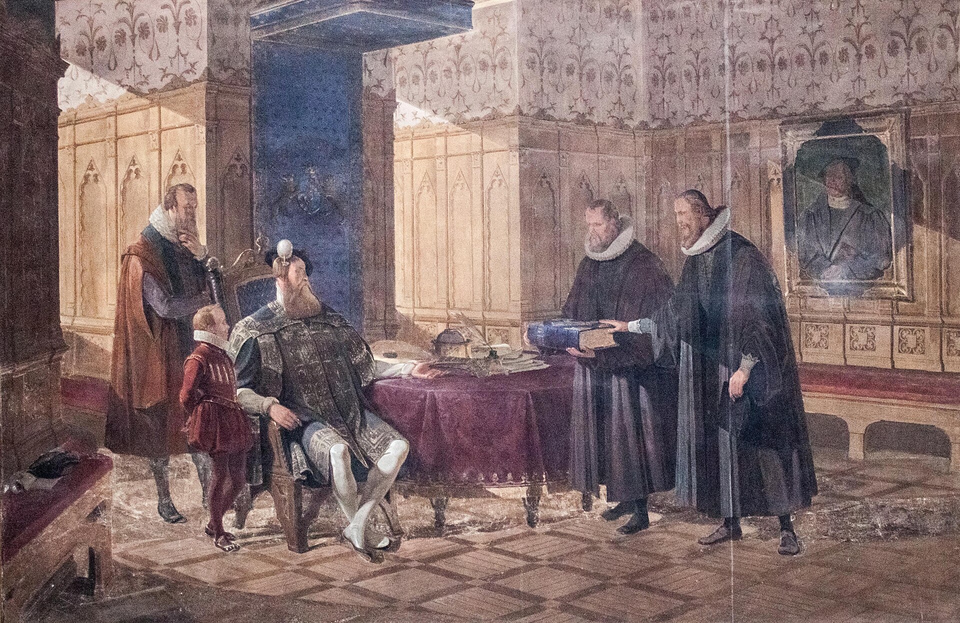 Väggmålning av Gustav Vasa i Uppsala domkyrka.