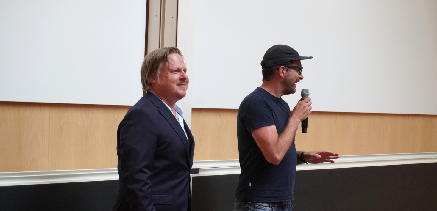 Innovation Advisors Martin Arvidsson and Ivo Todorov on stage.