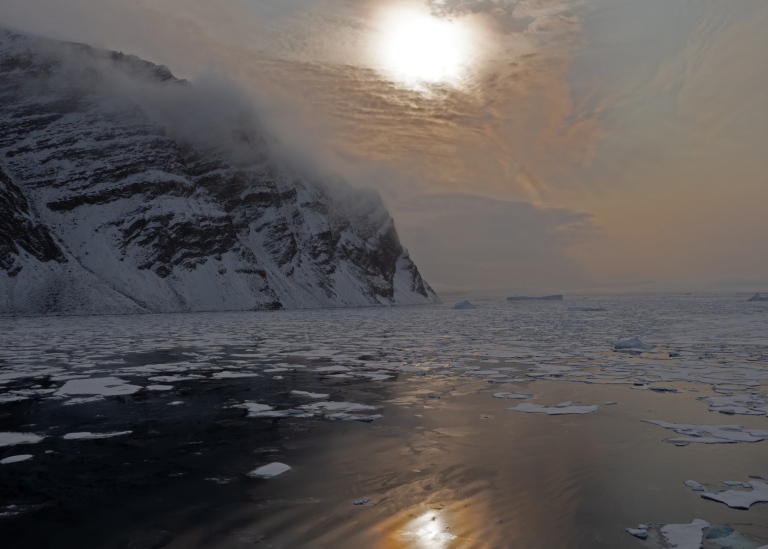 At sea in northern Greenland