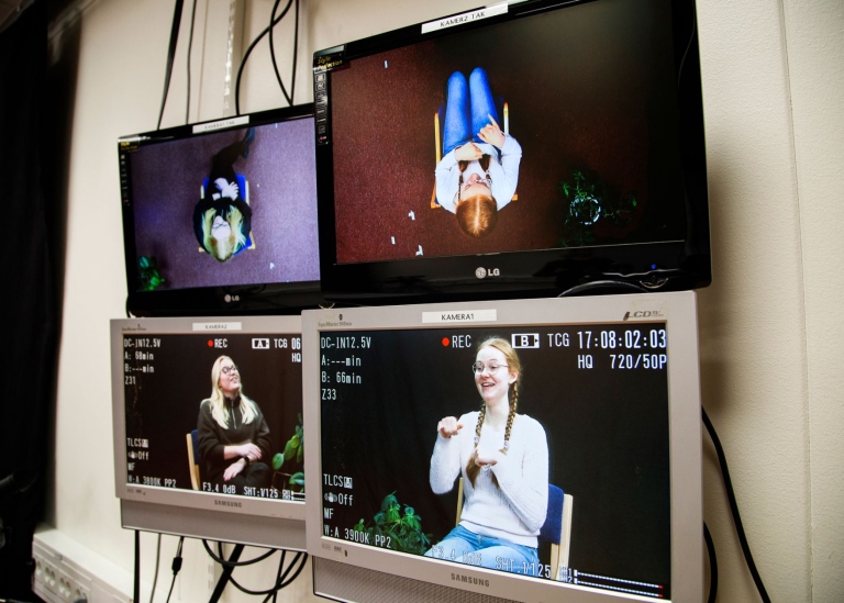 Recording of Sign Language Corpora. Photo by Lena Katarina Johansson