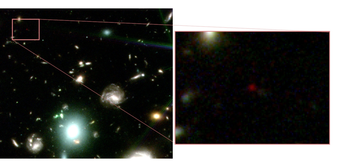 Zoom-in on one of the extremely distant galaxies.