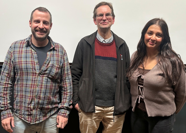 Juryn i Fysiktävlingen 2025: Jonatan Öström, Stefan Åminneborg och Rana Rashdey Sohlberg.