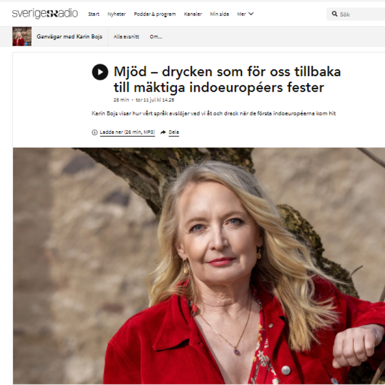 Skärmdump från Sveriges radio, Genvägar med Karin Bojs.