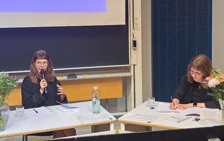 Kristiina Savola and Emilia Palonen at the defense, 23 August 2024.
