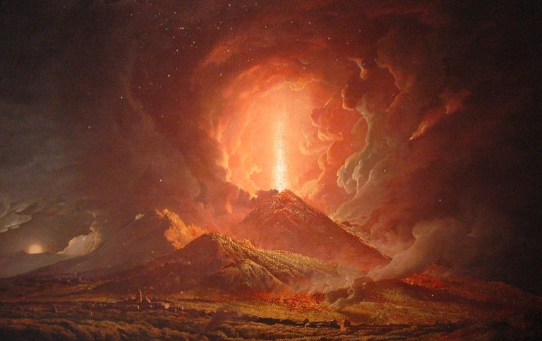 Joseph Wright, Eruption of Vesuvius 1771 seen from Portici. Credit: wikimedia commons. Fil:Joseph Wr