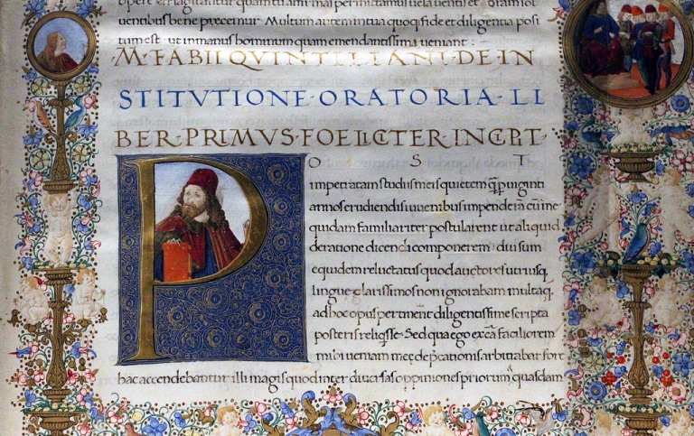 Biblioteca Medicea Laurenziana. Quintiliano, institutio oratoria, firenze 1477 ca., pluteo 46.12, 04