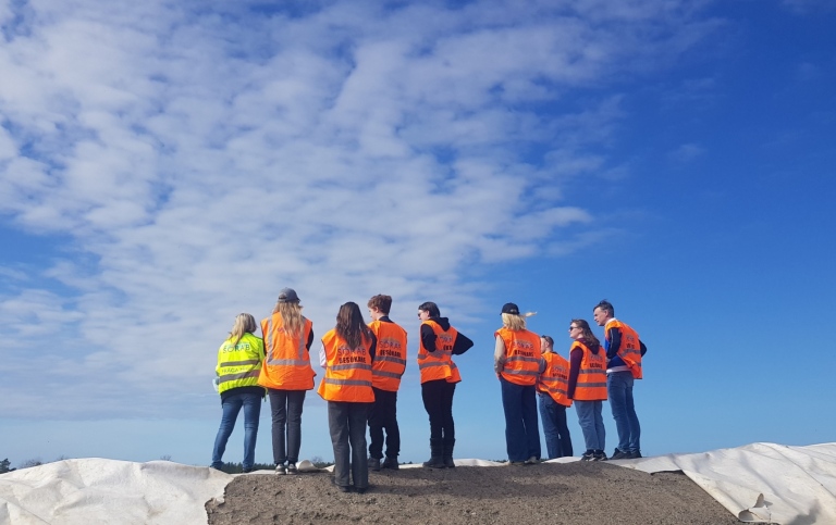 Students on a hill