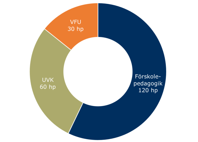 Diagram som visar delarna i en förskollärarexamen.