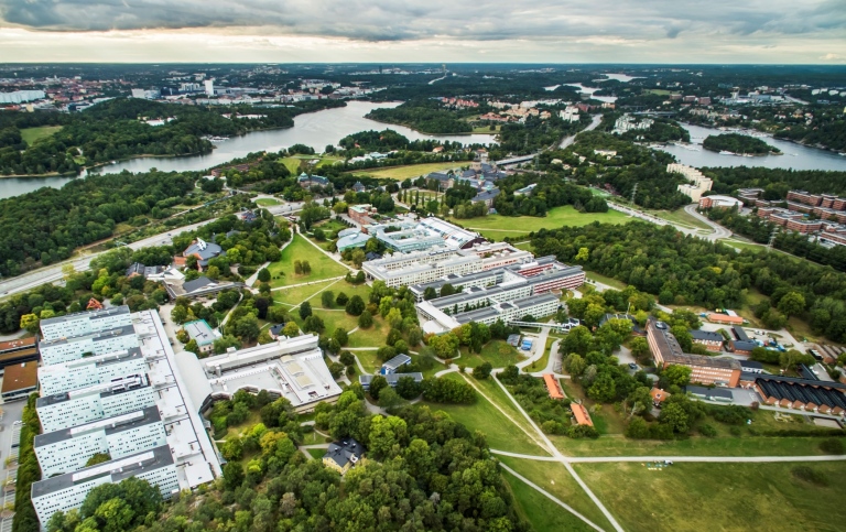 Drone image over campus.