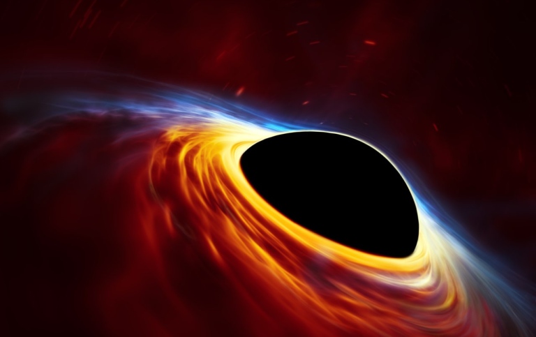 Supermassive black hole with torn-apart star (artist’s impression)