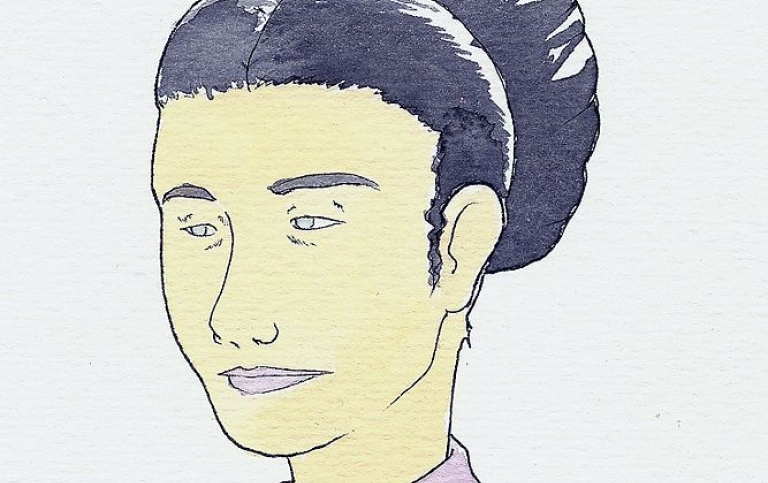 Simone de Beauvoir (1908-1986) french philosopher. Ink and watercolor. Foto: Nemomain, Wikimedia