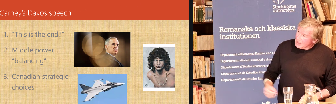 Professor David G. Haglund under en föreläsning på Latinamerikabiblioteket vid Nordiska latinamerikainstitutet (NILAS) på Stockholms universitet den 7 maj.