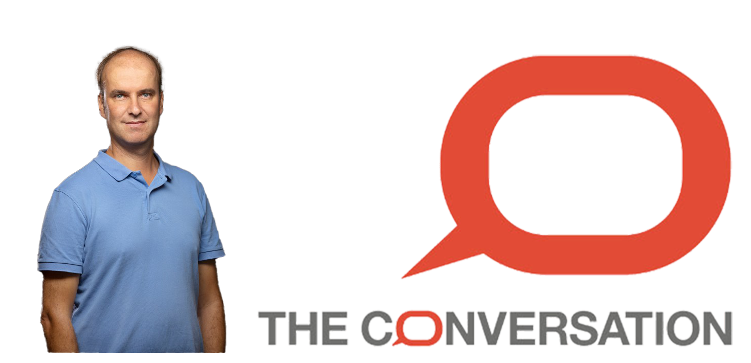 Christophe Premat and The Conversation logo