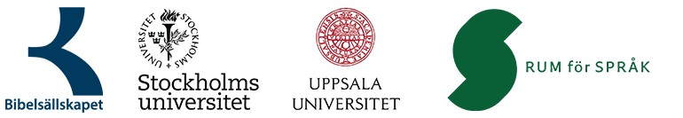 Logotyper Svenska Bibelsällskapet, Stockholms universitet, Uppsala universitet, Rum för språk.