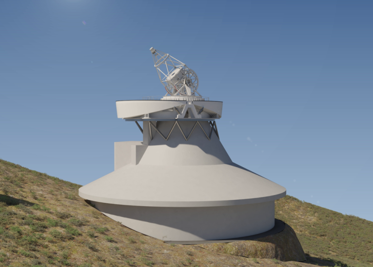 Computer model of the European Solar Telescope at its planned location on La Palma next to the Swedi