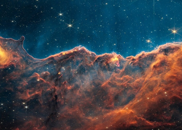 Bild på det interstellära molnet Carina-nebulosan tagen med hjälp av James Webb Space Telescope.NASA