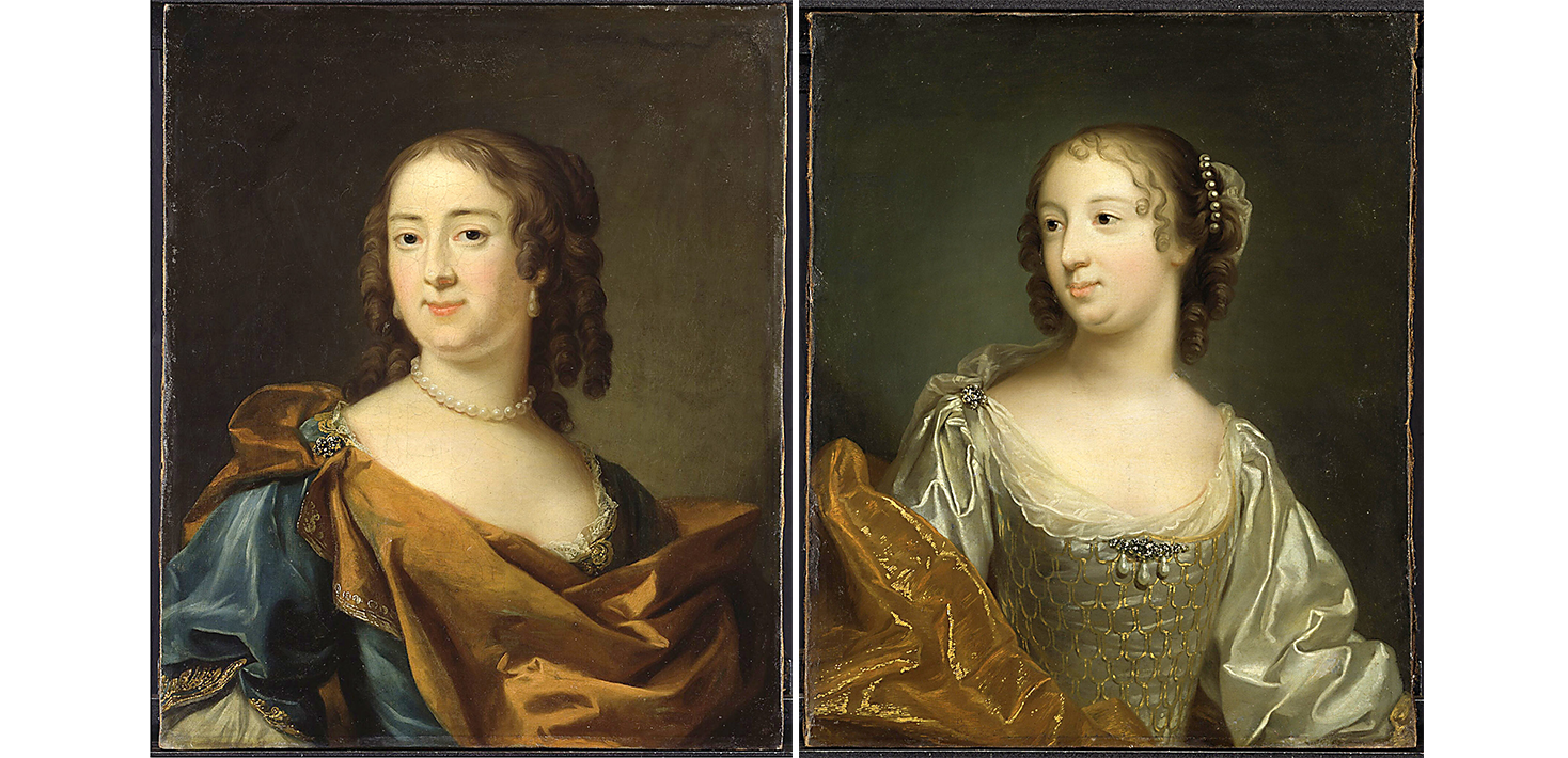 Two women from the 17th century portrayed.