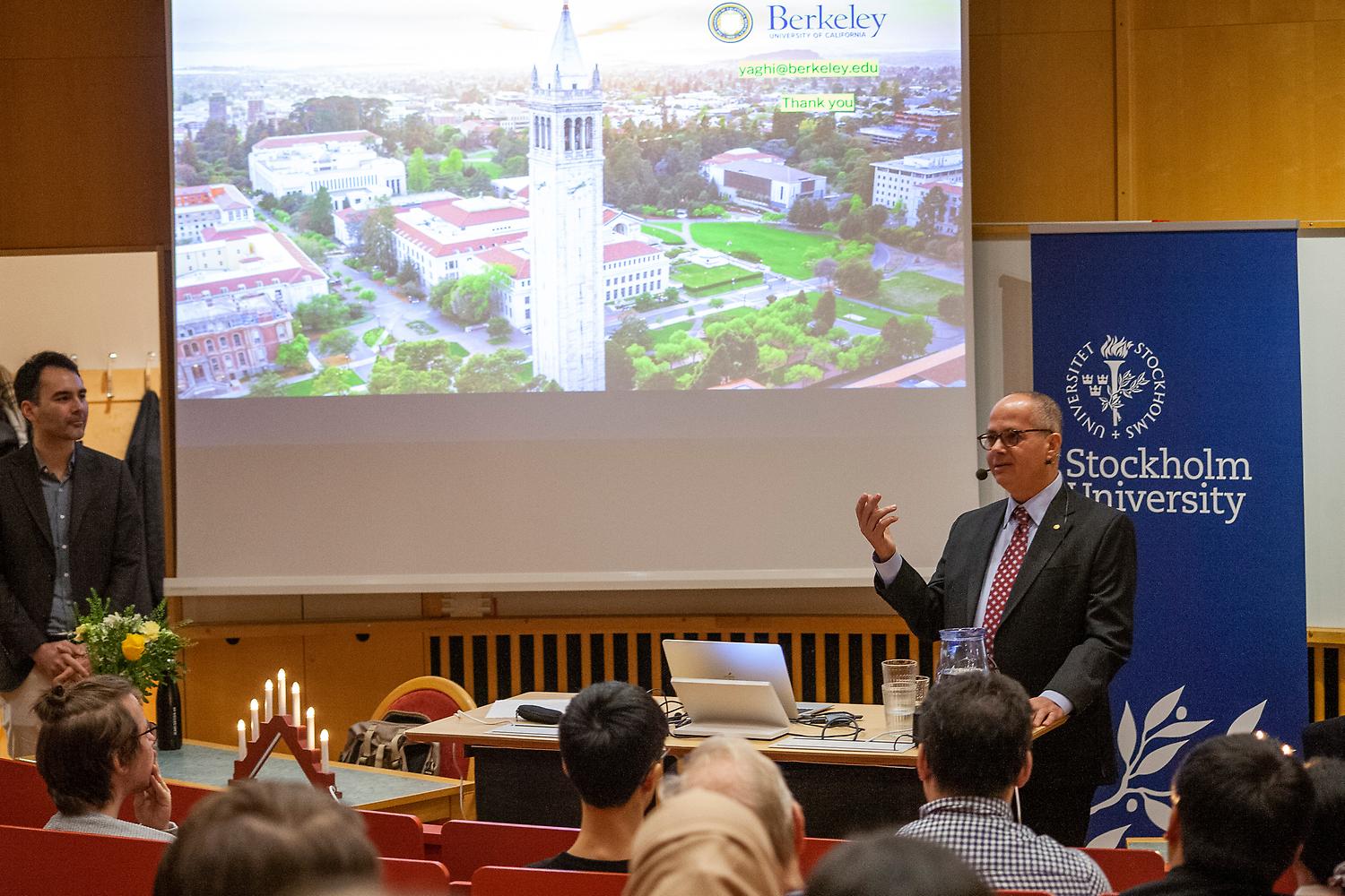 Nobel laureate Omar Yaghi spoke to young researchers in chemistry at Stockholm University