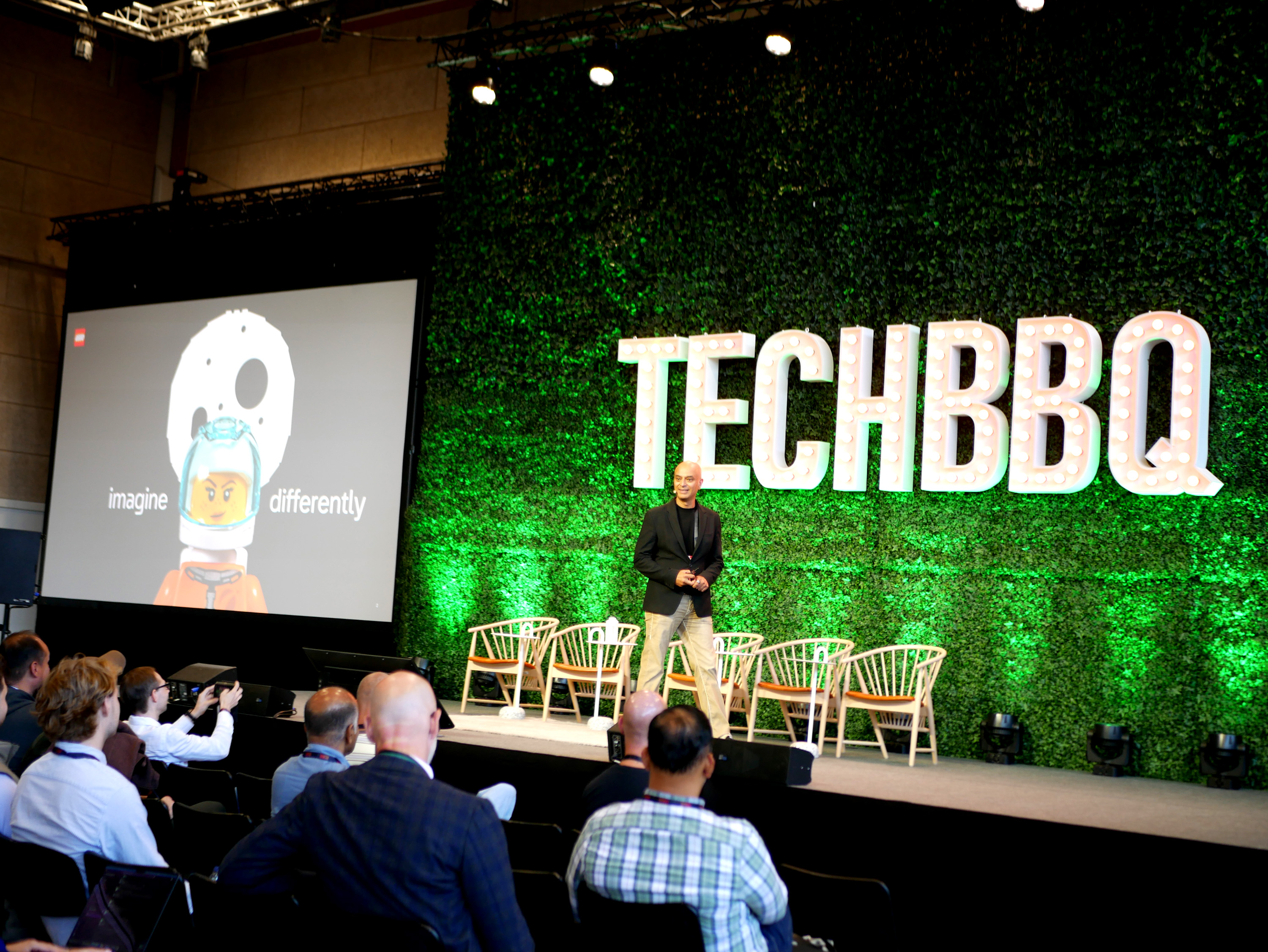 Atul Bhardwaj, the Chief Digital & Technology Officer at the LEGO Group on stage