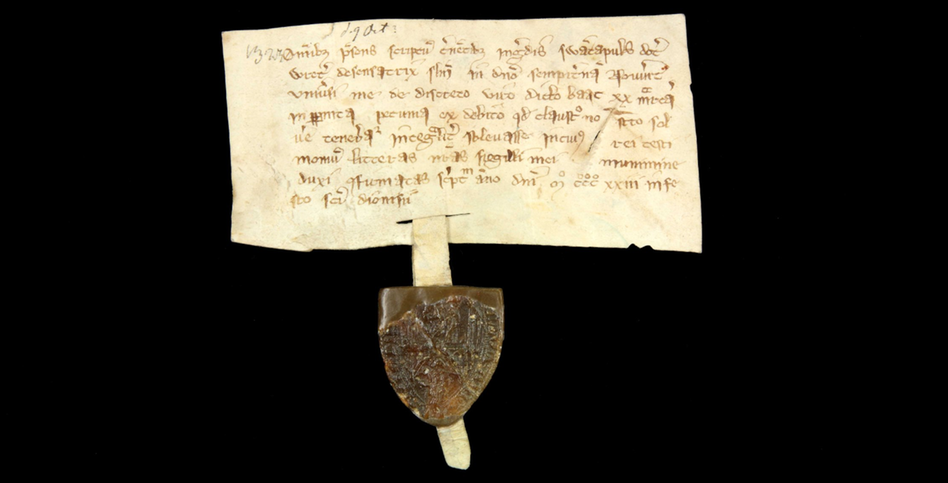 Handskrivet diplom från 1311.