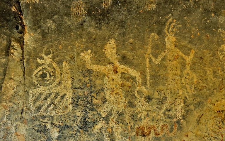 Pinturas rupestres, El Tepozán (México). Foto: Luis Alvaz, CC BY-SA 4.0 Wikimedia