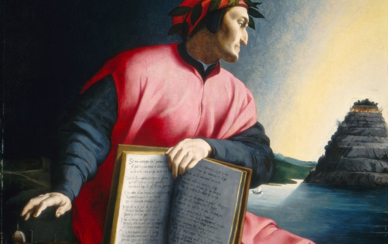 Målning som föreställer Dante.