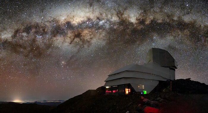 This image captures the Vera C. Rubin Observatory, with the milky way above.