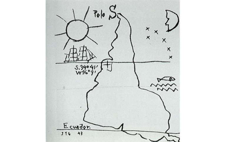 América Invertida. Verk av den uruguayanska konstnären Joaquín Torres García (1878-1949).
