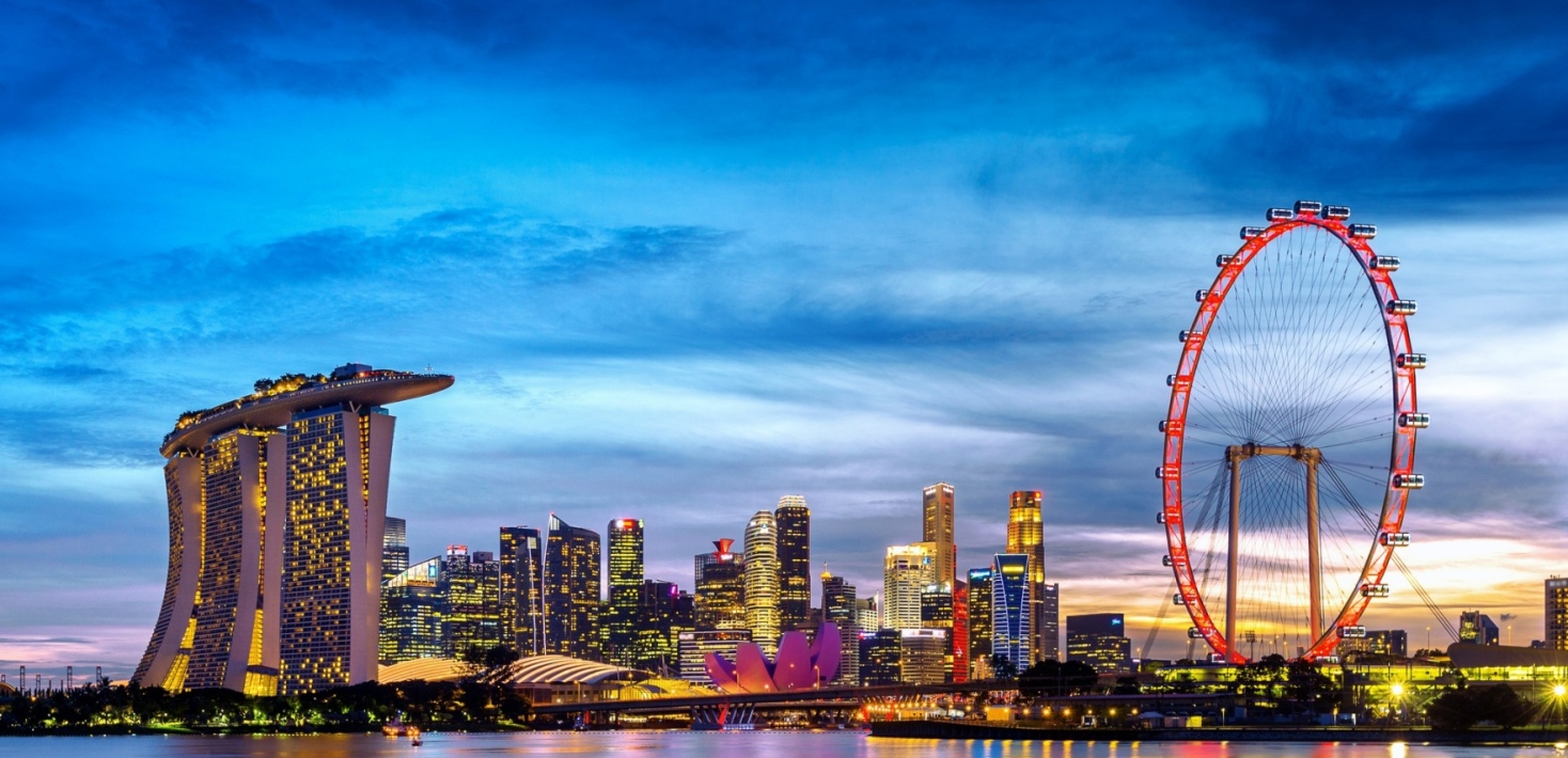 Skyline över Singapore