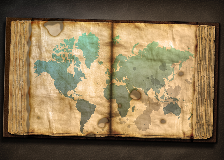 Old Tome with World Map