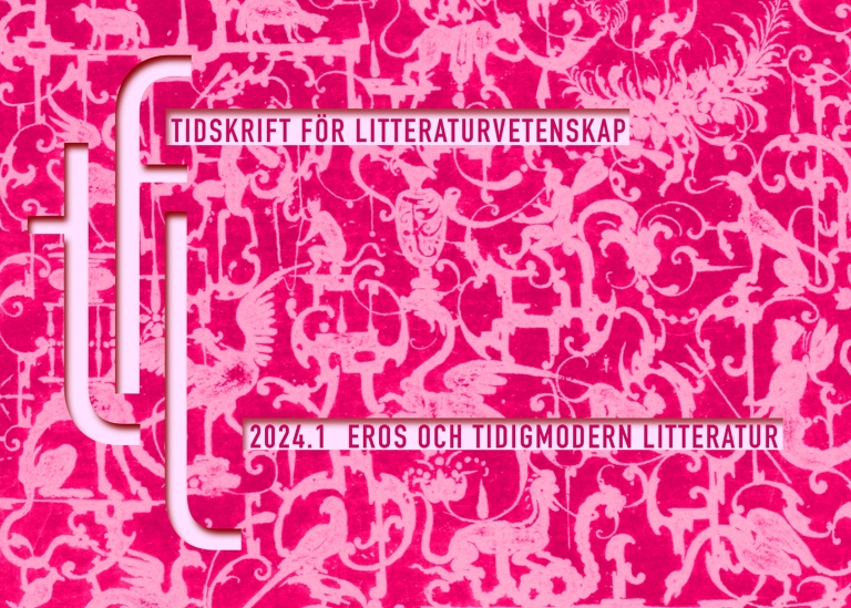 Rosa mönster med texten Tidskrift för litteraturvetenskap 2024.1 Eros och tidigmodern litteratur