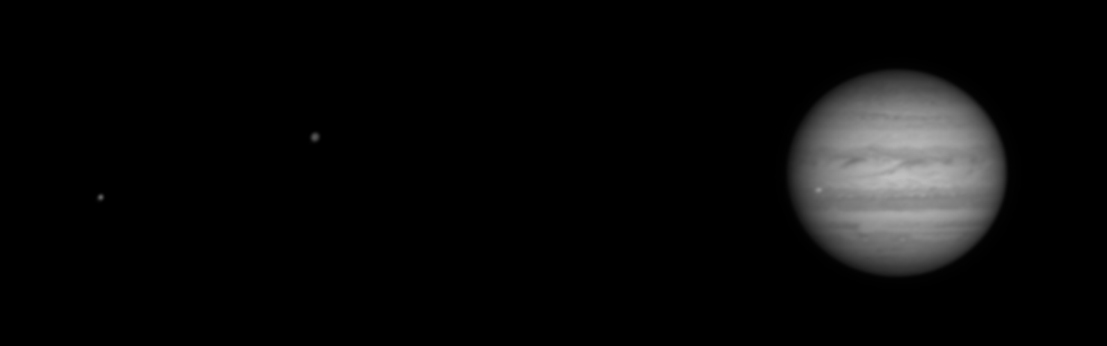 Animated image of Jupiter, Io, Ganymede, and Europa.