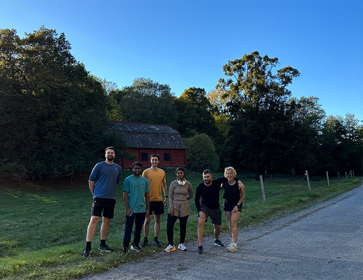 The running group taking a break along the way.