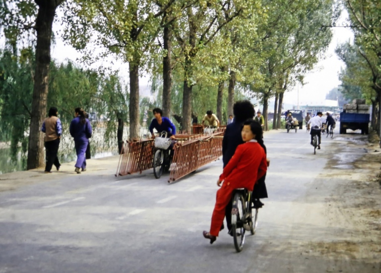 China 1986 street with bicycles