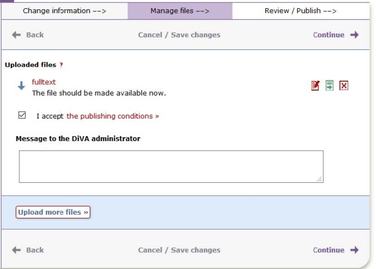 Screen shot from DiVA.